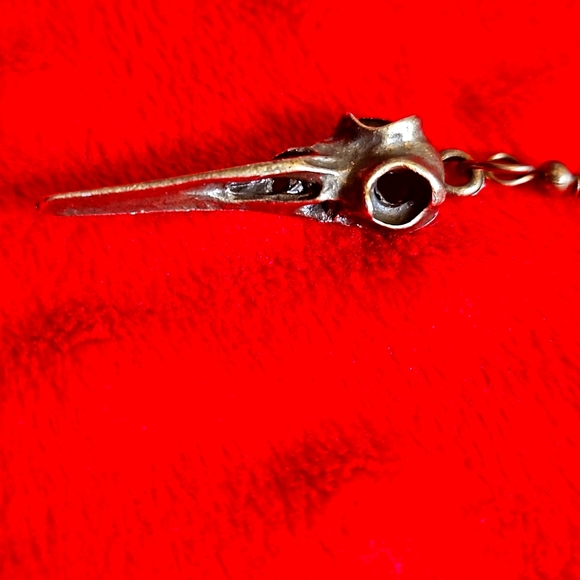 Bird Skull Dangle Earrings Goth Witchy Antique Bronze plated style - Picture 6 of 6